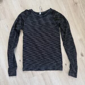 Athleta Momentum Black Spacedye Long Sleeve Seamless Top Size Small